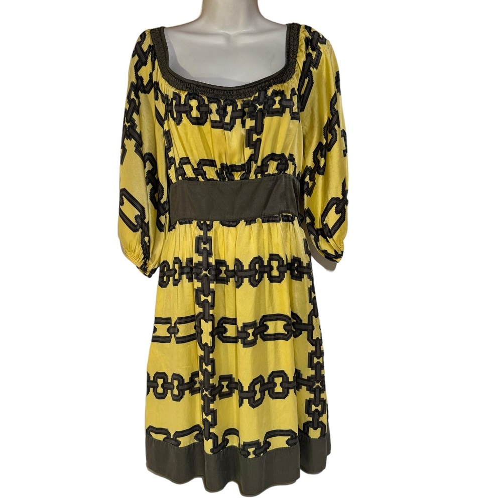 BEBE VINTAGE SILK SCOOPNECK DRESS